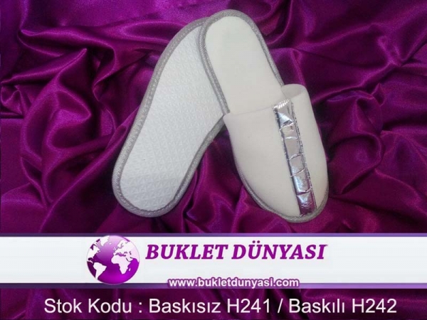 H241 - H242 Baskısız Parlak Şertli Çift Saya  Havlu Terlik(Özel Sipariş